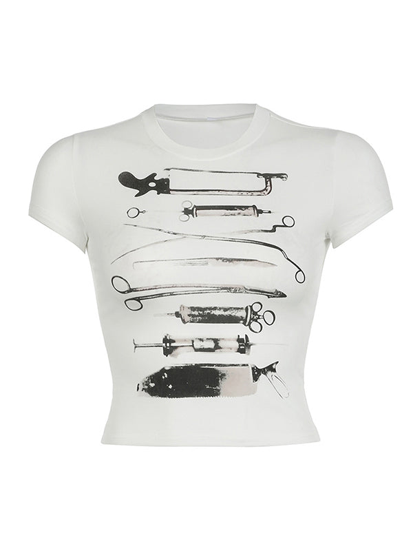 T-shirt blanc à manches courtes, style vintage et personnalisé