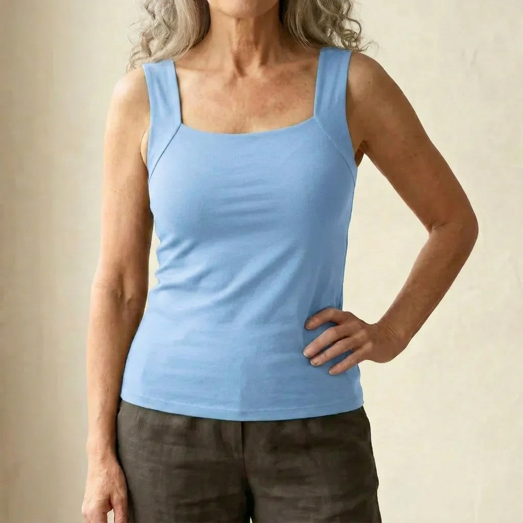 Women's Square Neck Tank Top | with Built-In Bra