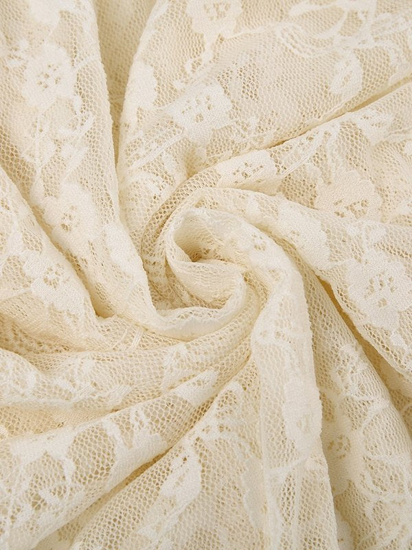 Jupe à volants en dentelle irrégulière Y2K abricot