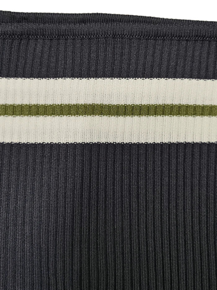 Top court bandeau rayé en tricot vintage noir