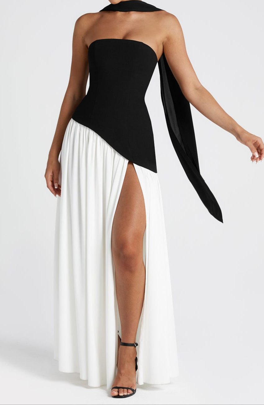 Robe longue Jacobella - Noir/Blanc