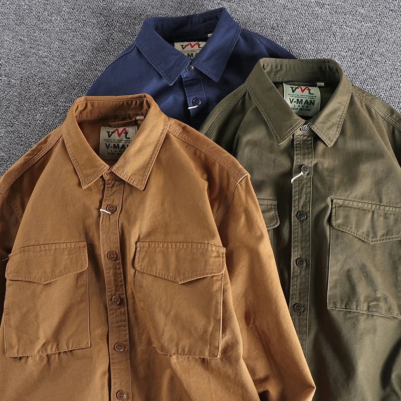 Men's Military Style Cargo Shirt | Long Sleeve