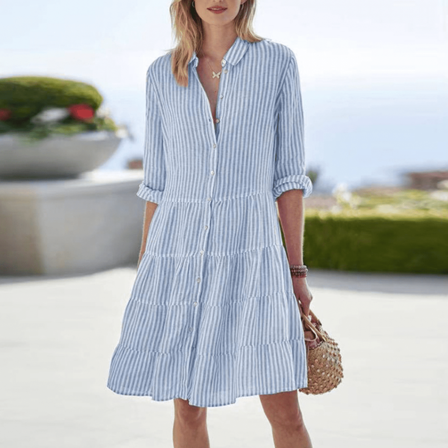 Women's Summer Striped Shirt Dress | Mini