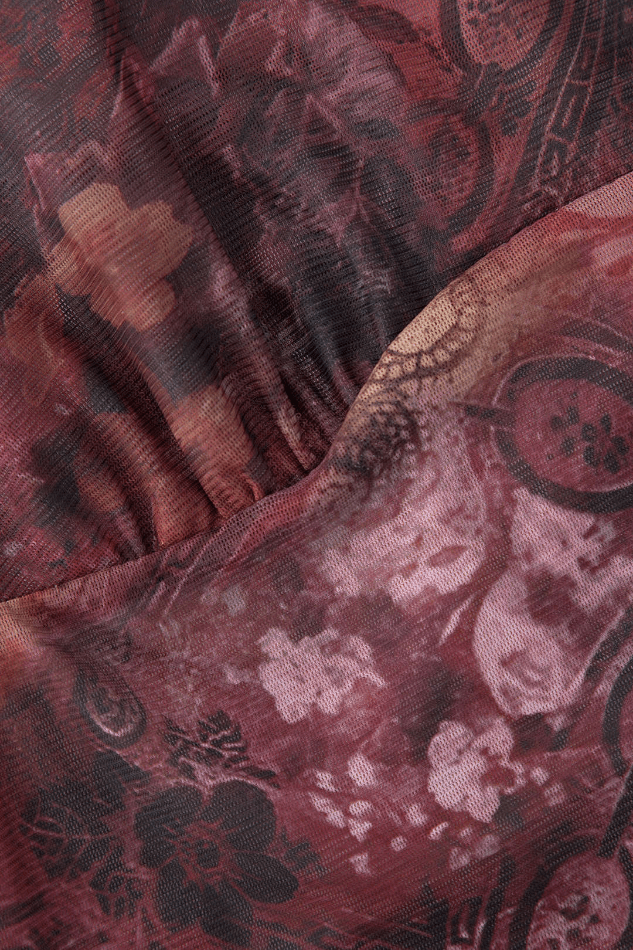 Haut caraco slim en maille à imprimé cachemire vintage rouge