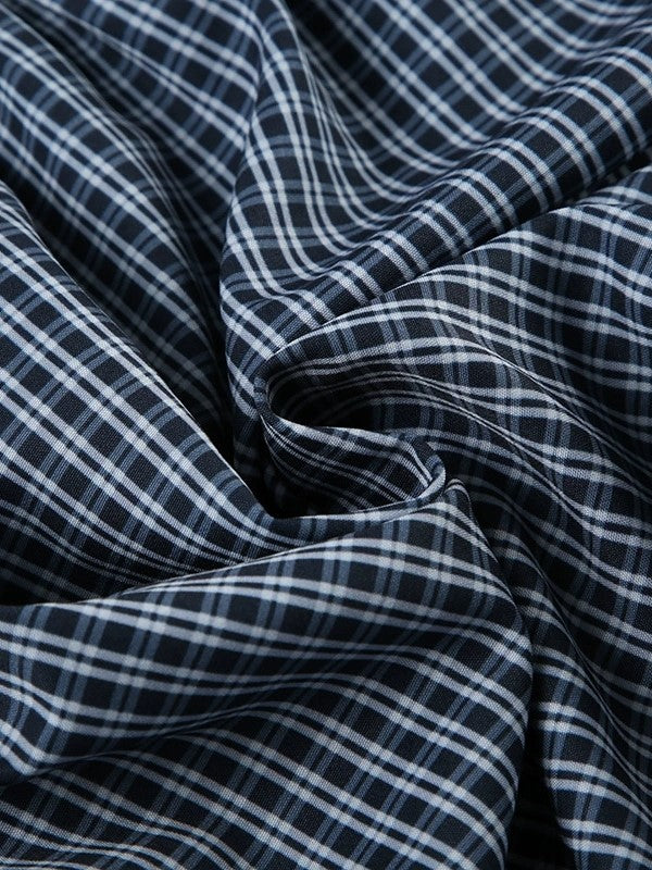 Haut caraco deux pièces vintage à carreaux et dentelle