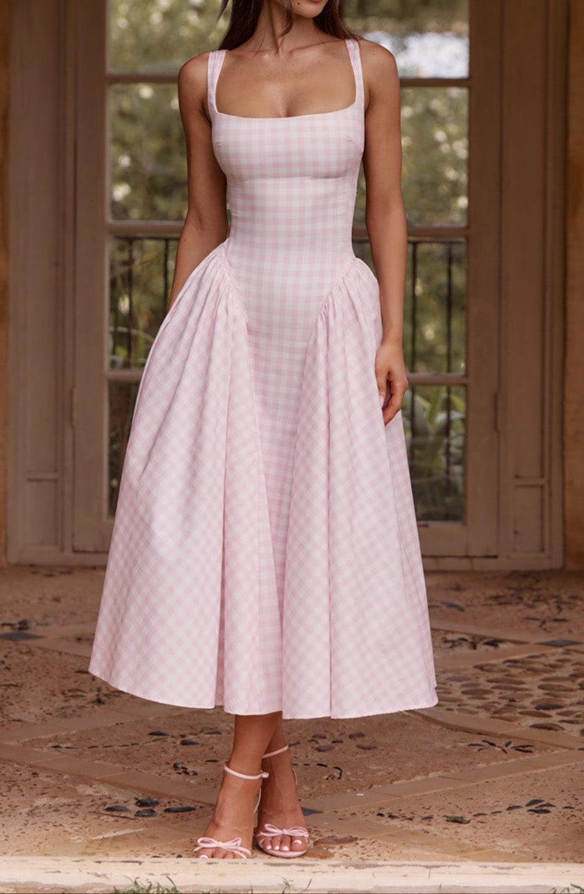 lorenza midi dress The Lorenza Dress in Light Pink Tapestry Rose 14 / Light Pink Tapestry Rose