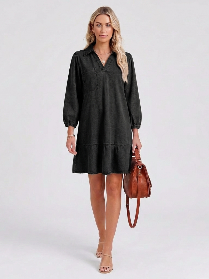 Women's Long Sleeve Mini Dress | V-Neck