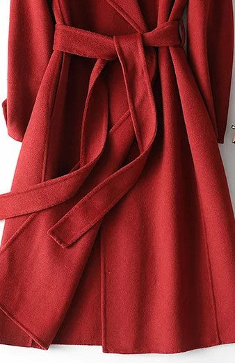 Women's Midi Wrap Coat | with Tie Belt