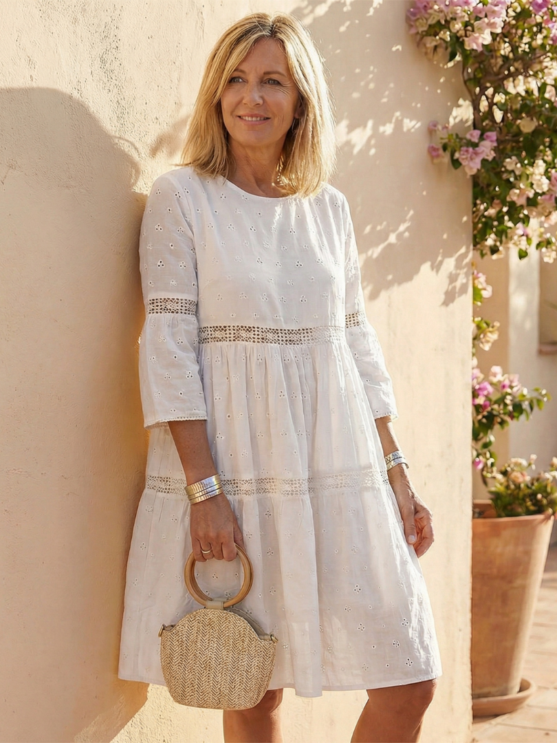 Women’s Tiered Boho Mini Dress | 3/4 Sleeve