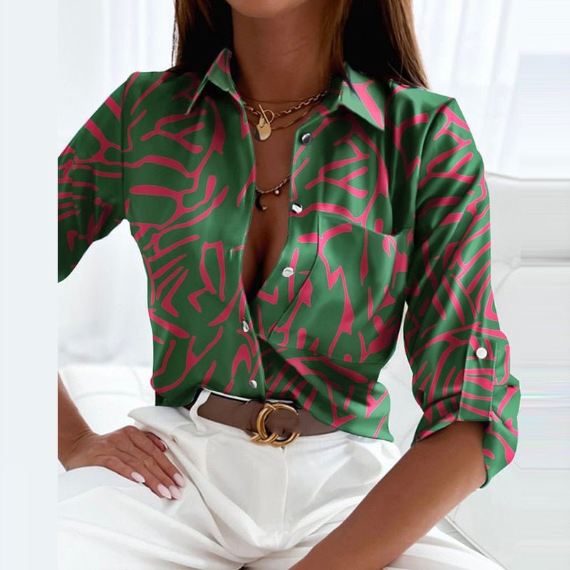 Women's Printed Button-Down Blouse | Long Sleeve