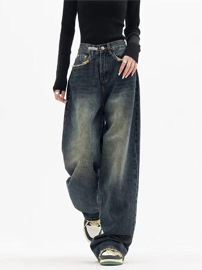 Washed Effect Vintage Baggy Boyfriend Jeans