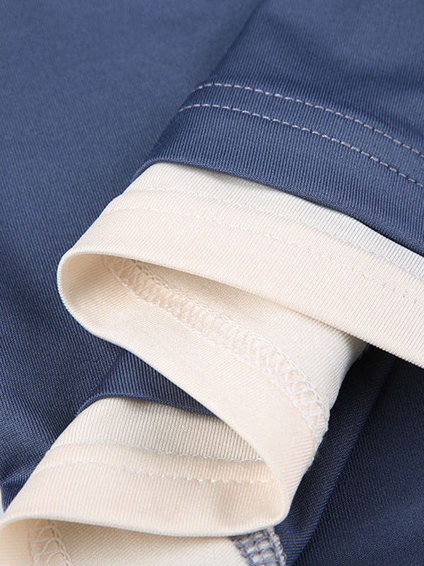 Vintage Blue Contrast Color Mock Two-Piece Camisole