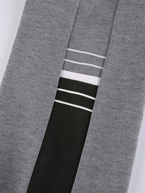 Gestreepte ronde hoodie met patchwork