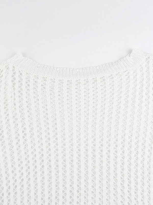 White Long Sleeve Crochet Top