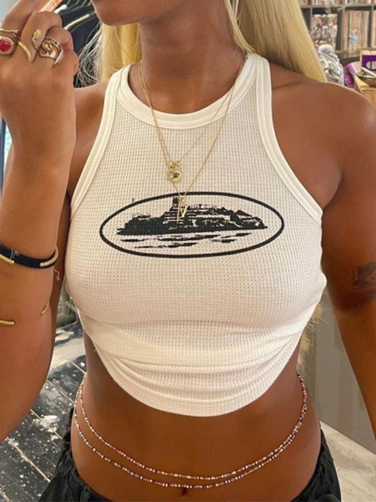 Crop-tanktop met Landmark-logo in wit of zwart