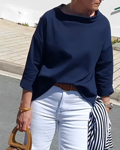 Women's Casual Waterfall Neck Blouse | with 3/4 Sleeves