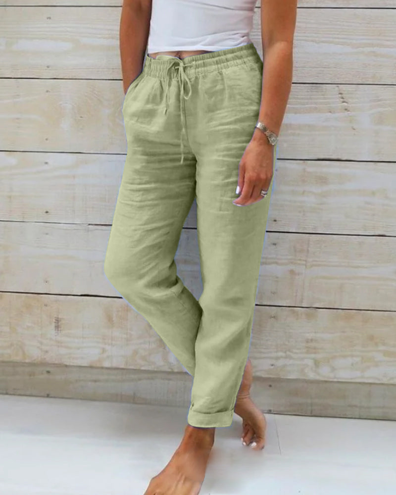 Women's Summer Casual Linen Pants | with Drawstring