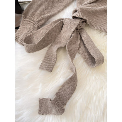 Beige wikkeltrui met lange mouwen voor dames - Clara