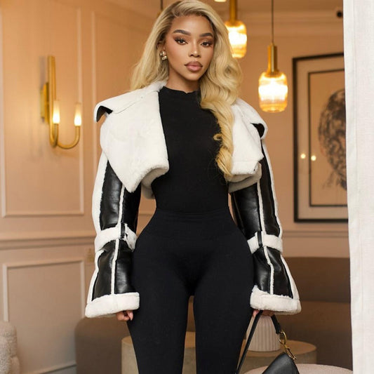 Faux Shearling Cropped Jacket for Women - Natalia