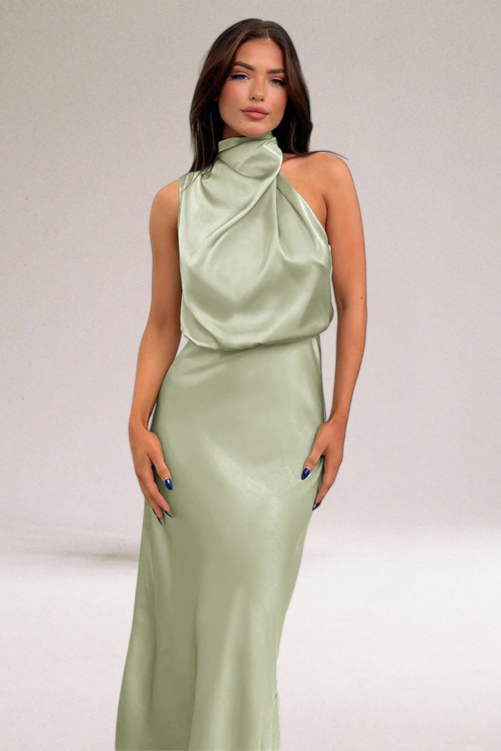 Women's High-Neck Wedding Guest Dress | Maxi