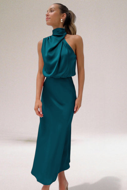 Women's High-Neck Wedding Guest Dress | Maxi