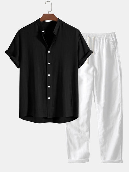 Men's 2-Piece Summer Vacation Outfit Set | Short Sleeve Shirt and Pants