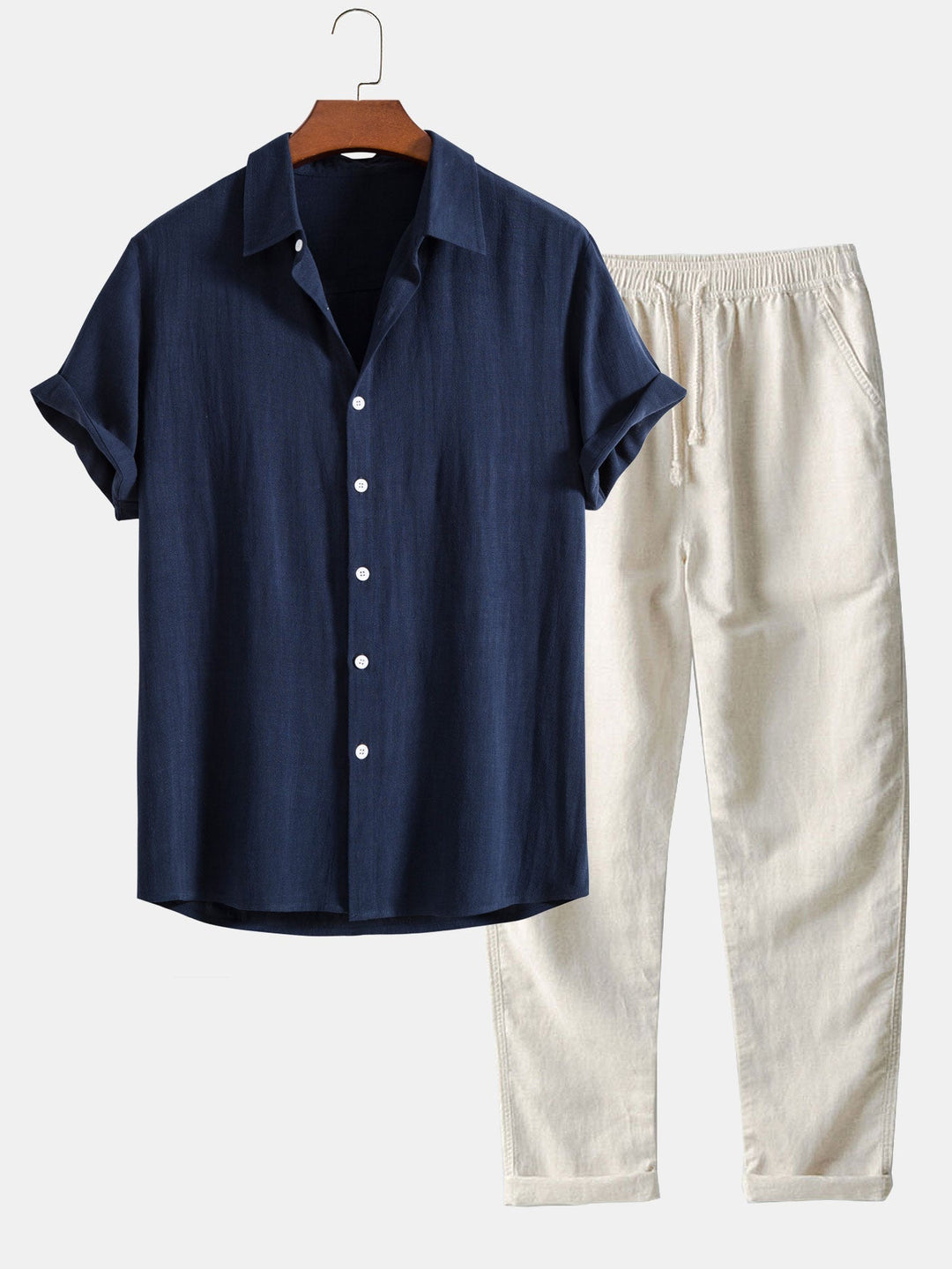 Men's 2-Piece Summer Vacation Outfit Set | Short Sleeve Shirt and Pants