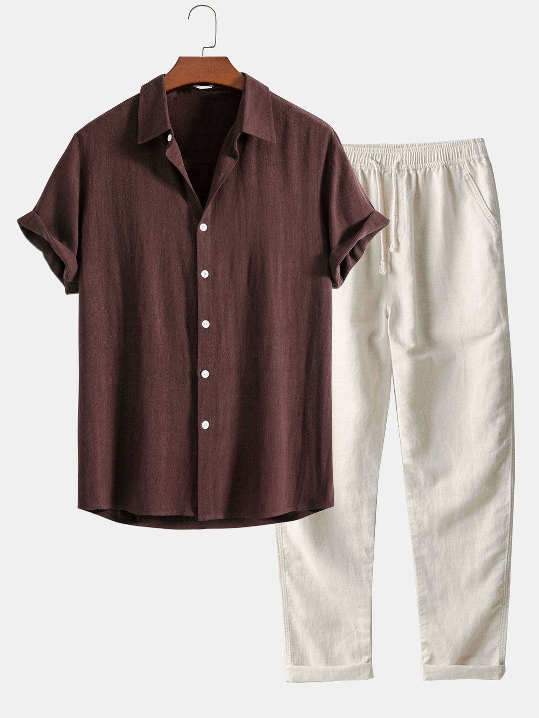 Men's 2-Piece Summer Vacation Outfit Set | Short Sleeve Shirt and Pants
