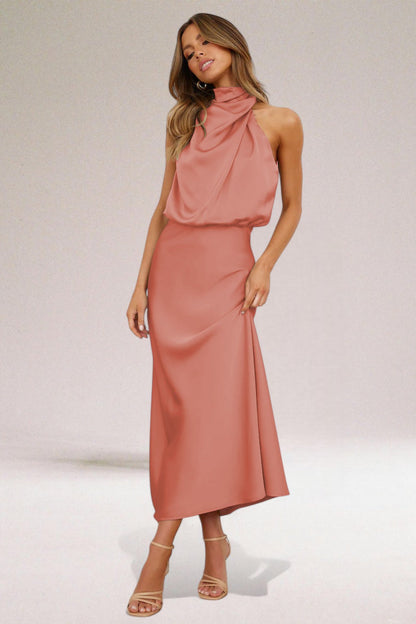 Women's High-Neck Wedding Guest Dress | Maxi