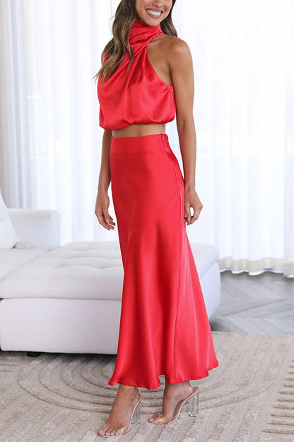 Women’s Halter Neck Wedding Guest Dress | Maxi