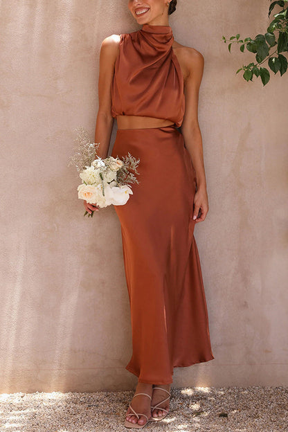 Women’s Halter Neck Wedding Guest Dress | Maxi