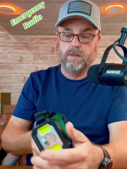 Emergency Radio with 10,000 mAh Power Bank | Solar, Crank & USB-C Charging | LED Light, SOS Alarm & Compass | AM/FM/NOAA