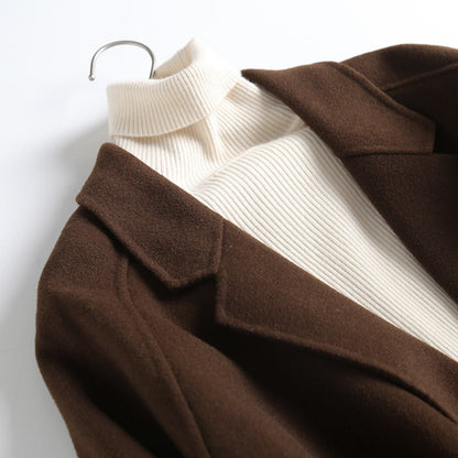 Dubbelrijs wolmix jas voor dames - Daria