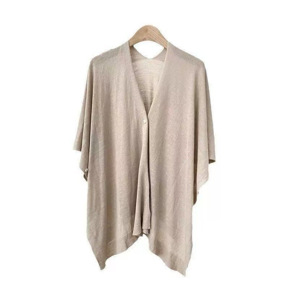 Effen gebreide sjaal met knoop voor dames - Michela