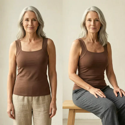 Women's Square Neck Tank Top | with Built-In Bra