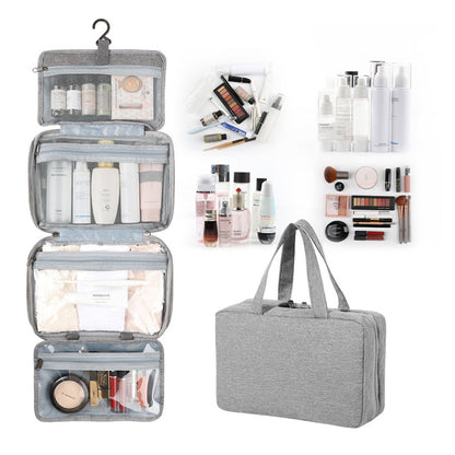 Compact Water-Resistant Travel Cosmetic Organizer | Features 4 Compartments & 360° Hook | Suitable for Men & Women