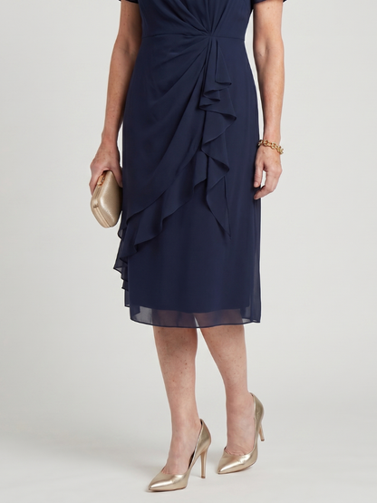 Women's Short Sleeve Sheath Cocktail Dress | Midi