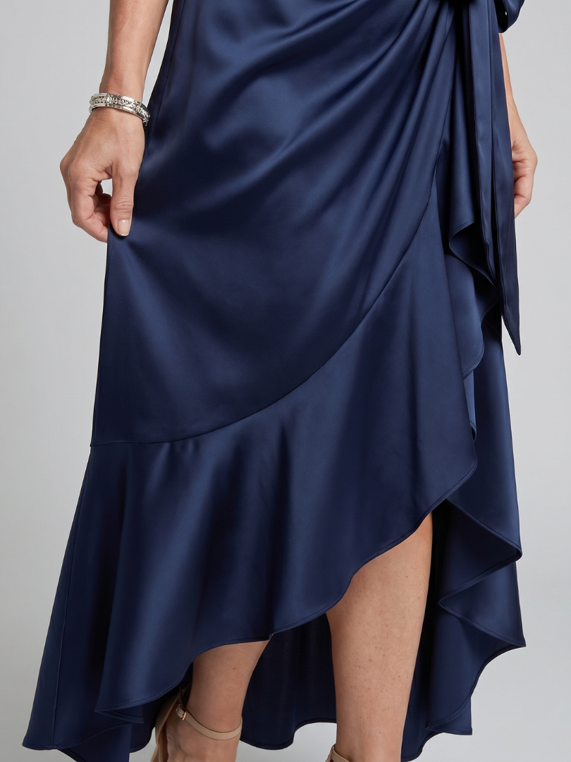 Women's Halter Neck Ruffle Evening Gown | Wrap Maxi Dress