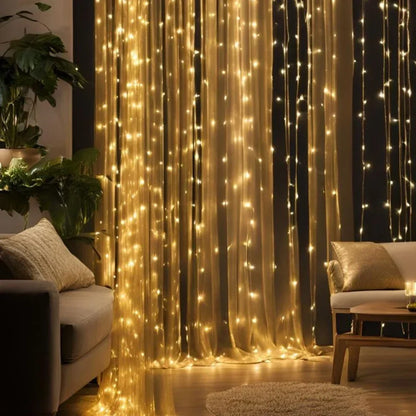 Warm White LED Curtain Lights for Garden and Balcony Decoration