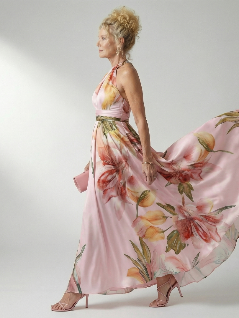 Women's One-Shoulder Floral Wedding Guest Dress | Maxi
