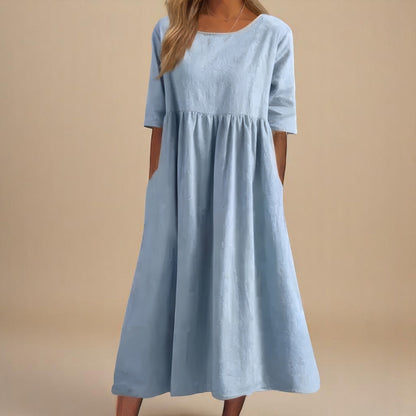 Women's Casual Empire Waist Midi Dress | with Pockets