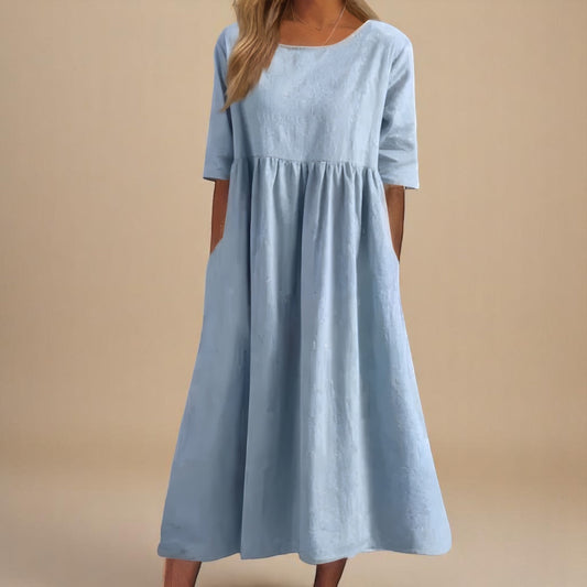 Women's Casual Empire Waist Midi Dress | with Pockets