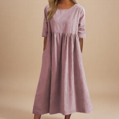 Women's Casual Empire Waist Midi Dress | with Pockets