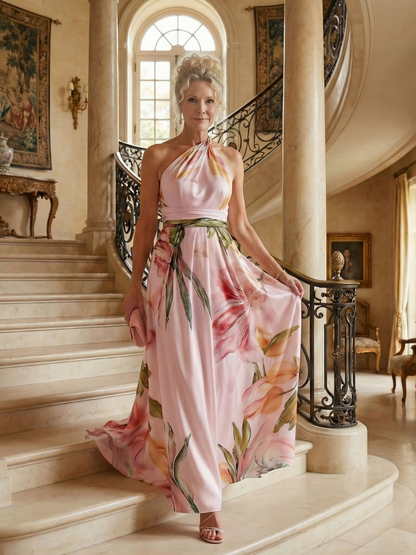 Women's One-Shoulder Floral Wedding Guest Dress | Maxi