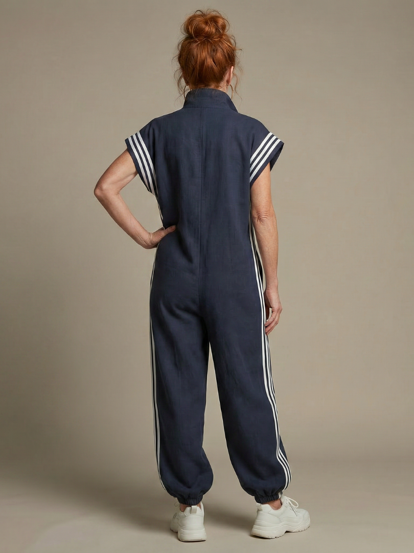 Women's Relaxed Fit Zip-Up Track Jumpsuit | Sleeveless