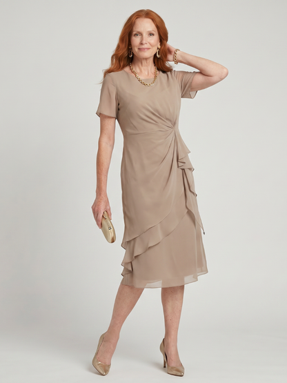 Women's Short Sleeve Sheath Cocktail Dress | Midi