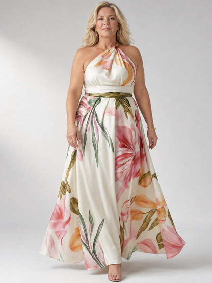 Women's One-Shoulder Floral Wedding Guest Dress | Maxi