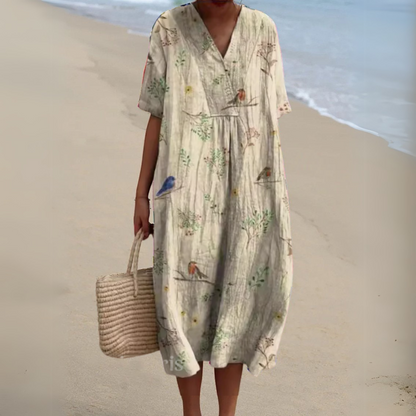 Women's Floral V-Neck Midi Dress | Summer