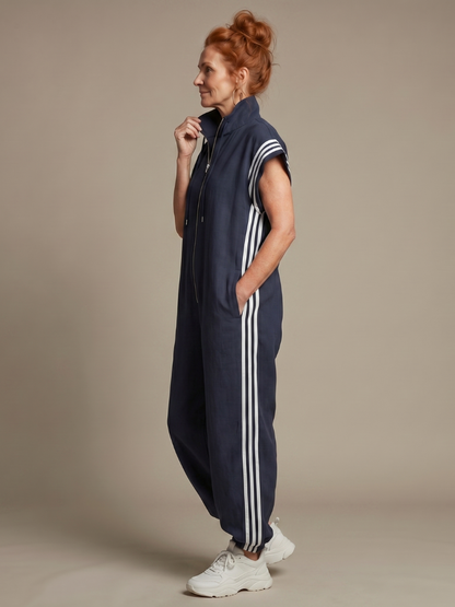 Women's Relaxed Fit Zip-Up Track Jumpsuit | Sleeveless