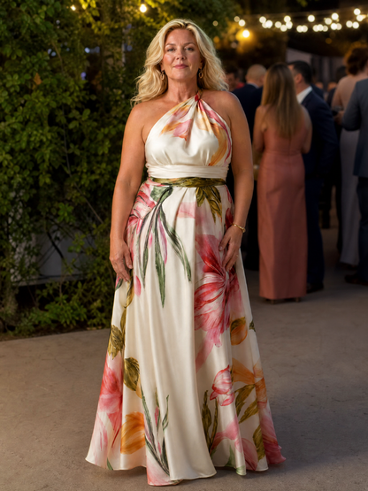 Women's One-Shoulder Floral Wedding Guest Dress | Maxi